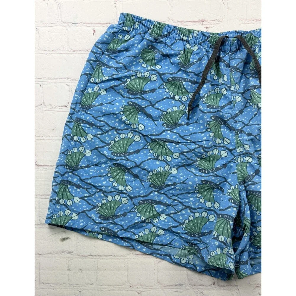 Patagonia Swim Trunks Shorts Men’s Blue Fish Y2K Print Mesh Lined XL